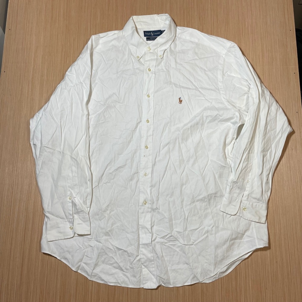Ralph Lauren Yarmouth Shirt Mens White Pinpoint Oxford Button Down 17.5 34/35